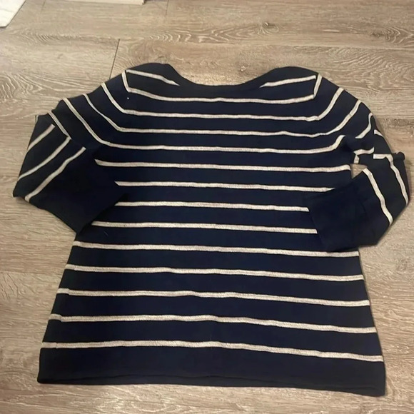 Cold Water creek sequin stripe sweater Size Small 8 Navy - Picture 6 of 7